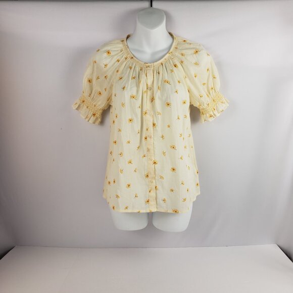 Madewell XXS Yellow Cotton Semi Sheer Elastic NWT Spring Summer - Picture 1 of 15
